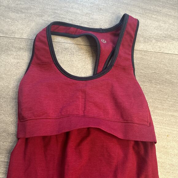 Lululemon Womens Red Racerback Pullover Athletic Tank Top Built In Bra sz 4 - Picture 4 of 4